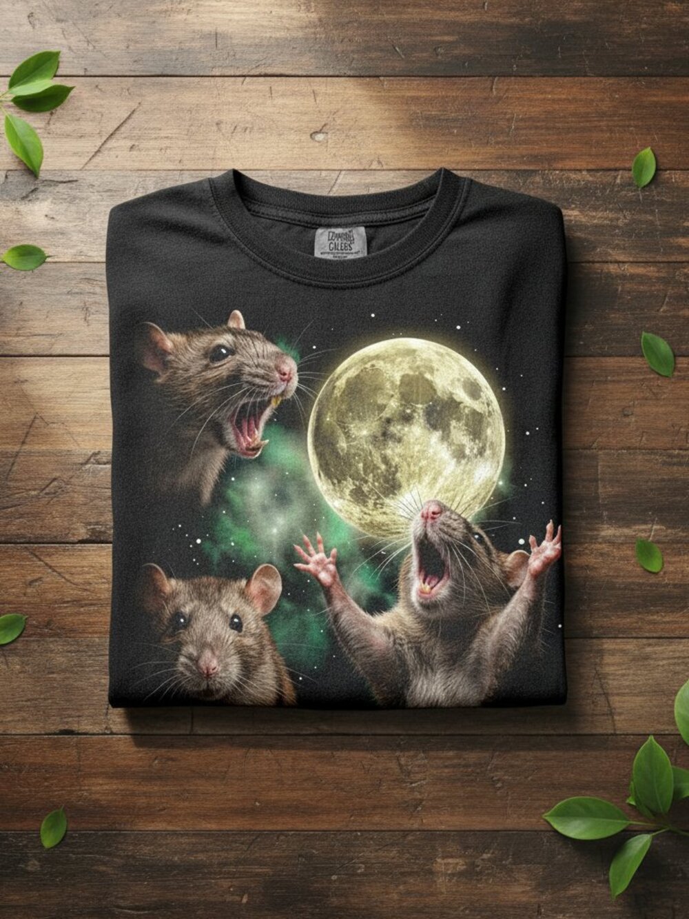 Three Rats Howling Full Moon Graphic Tee | Funny Unhinged Meme Shirt